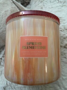 Bath & Body Works Spring Clementine Candle - Peach, Coral, Gold Accent